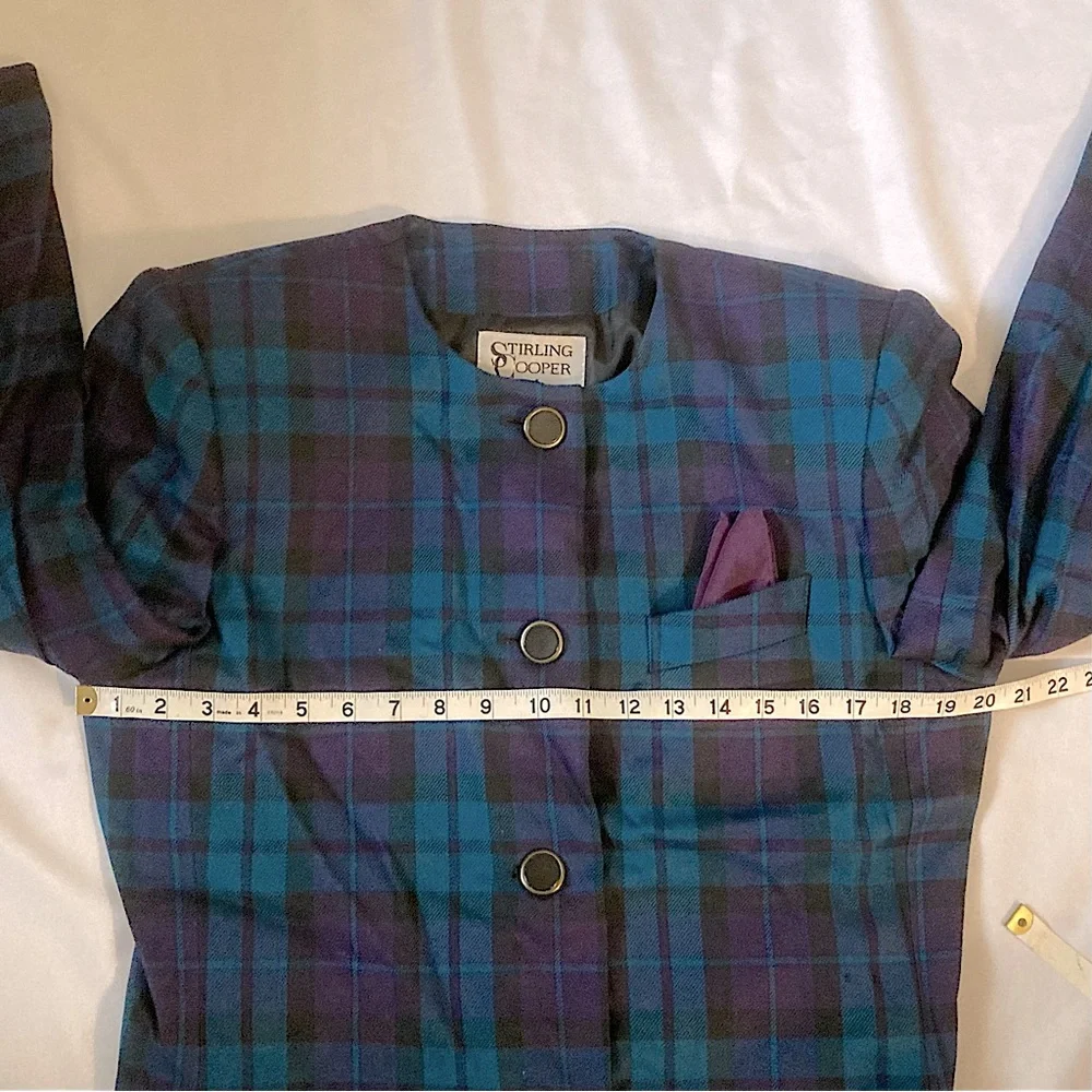 ⭐️ Vintage Stirling Cooper Plaid Button Down Blazer Size 12 - Picture 12 of 13